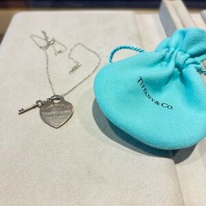 Tiffany & Co. Silver Heart and Key Necklace